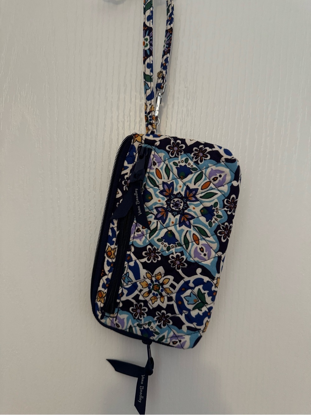 Vera Bradley Teal Navy Floral Quilted Wallet/Wristlet